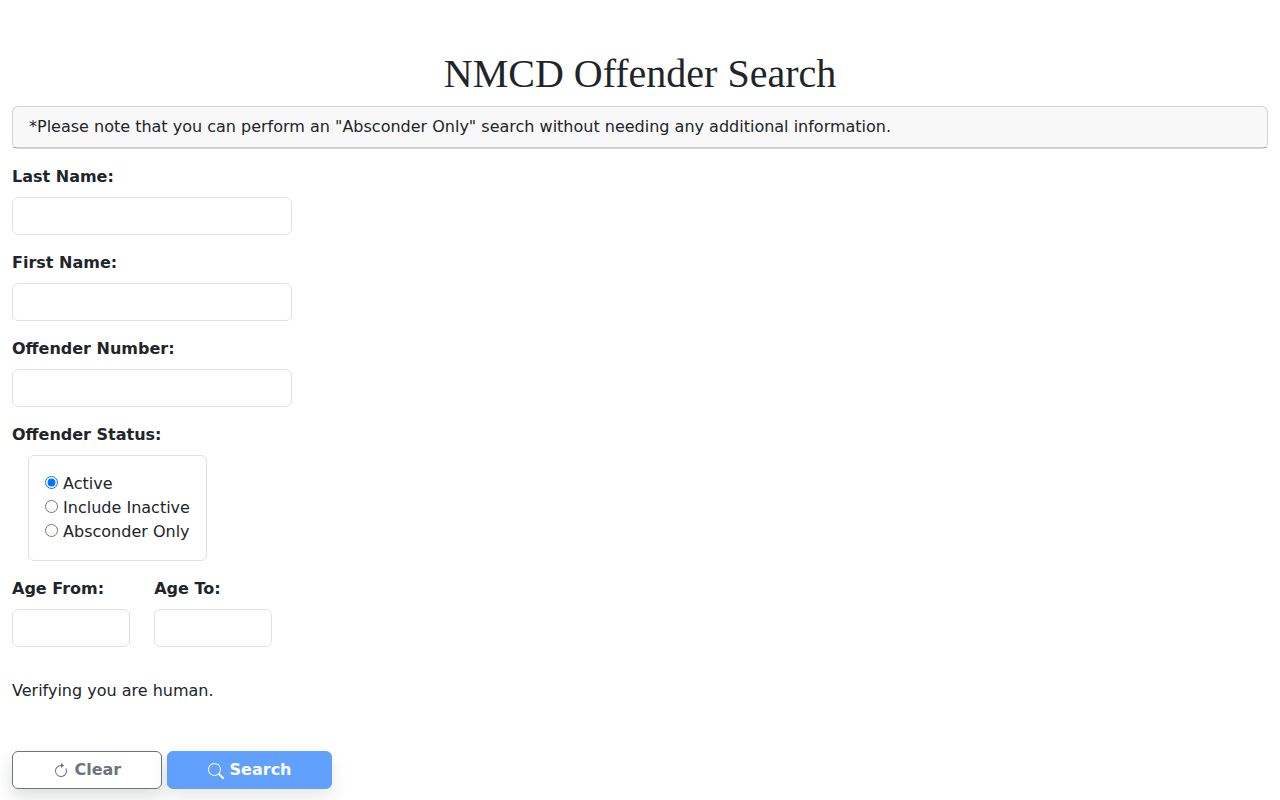 McKinley County state offender record search interface